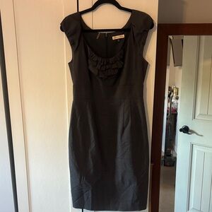 Rebecca Taylor Black Ruffle-Front Sheath Dress